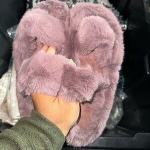 Faux Fur Purple Slippers (Never Worn)